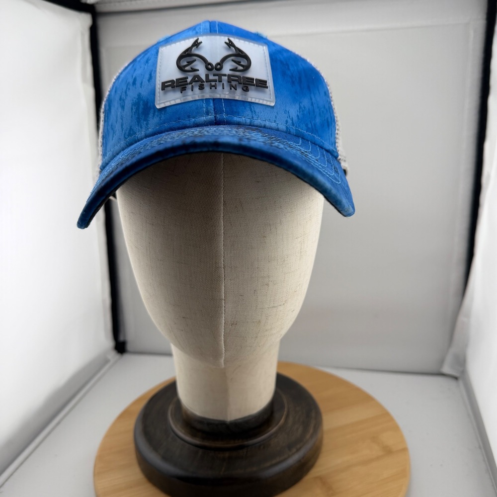 Realtree Fishing Trucker Hat Blue Camo Mesh Back Adjustable Cooling Cap OSFM